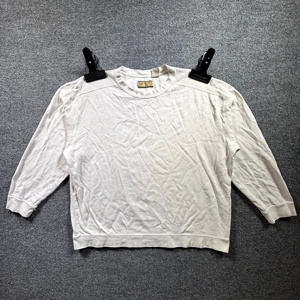 Sun River Clothing Co Mens XL White Ribbed Thermal Knit Cotton T-Shirt LS
